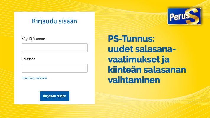 PS-Tunnus: uudet salasanavaatimukset ja kiinteän salasanan vaihtaminen -  Perussuomalaiset